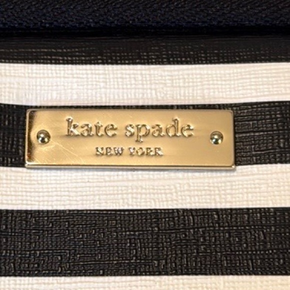 Kate Spade 13” I-Pad, Laptop, NotePad Case Sleeve Sleek Black and White Striped - Picture 2 of 8